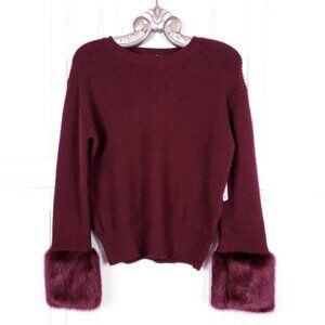 LOVE TOKEN Soft Knit Chunky Fur Cuff Sweater Top Medium M Princess